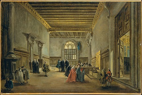 The Antechamber of the Sala del Maggior Consiglio, 1765, Francesco Guardi