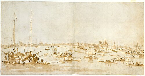 Panaromic View of the Bacino di San Marco, Looking up the Giudecca Canal, 1786, Francesco Guardi