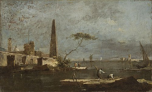 Capriccio with an Obelisk on a Lagoon, , Francesco Guardi
