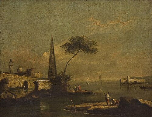 Capriccio with an Obelisk on a Lagoon, , Francesco Guardi
