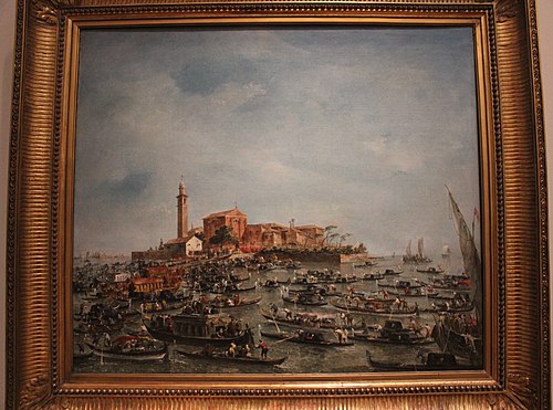 La Rencontre entre Pie VI et le doge de Venise à San Giorgio d'Alega, 1782, Francesco Guardi