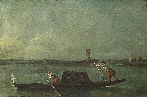 A Gondola on the Lagoon near Mestre, 1783, Francesco Guardi