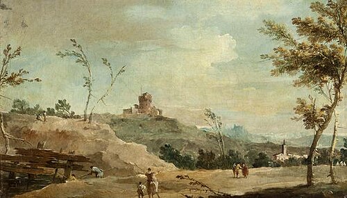 Hilly Landscape with a Ruined Tower, 1775, Francesco Guardi