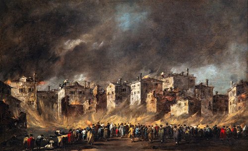 Incendie dans les entrepôts d'huile de San Marcuola, 1789, Francesco Guardi