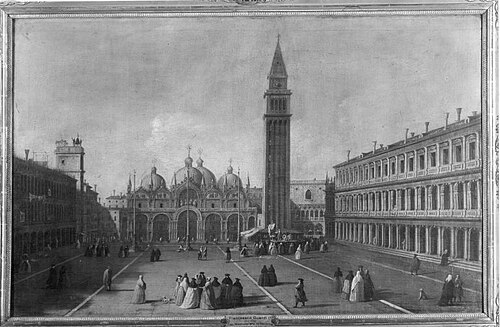 Markusplatz in Venedig mit Blick gegen Campanile und Dogenpalast (Nachahmer), 1752, Francesco Guardi