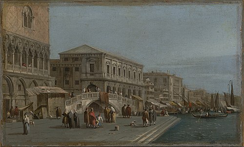 A View of the Molo and the Riva degli Schiavone in Venice, 1750, Francesco Guardi