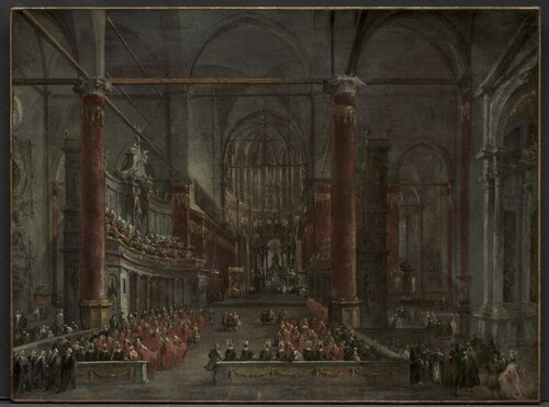 Pontifical Ceremony in SS. Giovanni e Paolo, Venice, 1782, 1783, Francesco Guardi