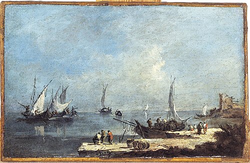 Vue d'un port, sur la lagune, 1701, Francesco Guardi