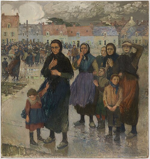 Gros temps au large ; matelotes d'Etaples, 1913, Jules Adler
