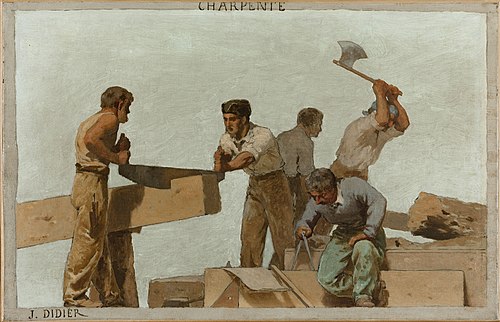 La charpente : Esquisse pour l'école de la rue Château-Landon, 10ème arrondissement de Paris, 1881, Jules Didier
