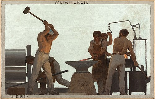 La métallurgie : Esquisse pour l'école de la rue Château-Landon, 10ème arrondissement de Paris, 1881, Jules Didier