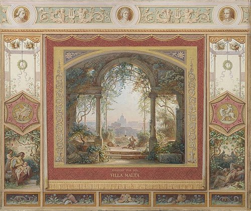 Aussicht von der Villa Malta in Rom, 1838, Eugen Napoleon Neureuther