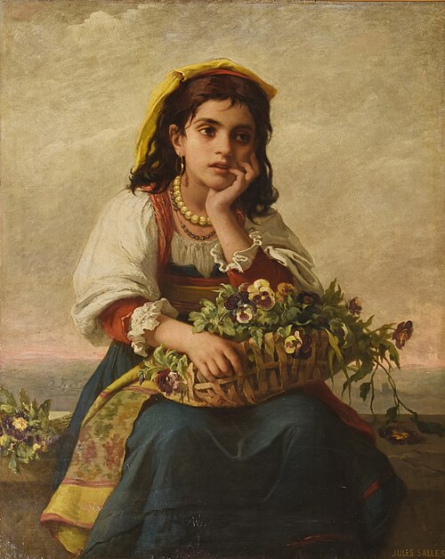 A Girl with a Basket of Flowers, 1850, Jules Salles
