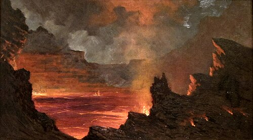 Cratère du Halema'uma'u, Kilauea, 1887, Jules Tavernier