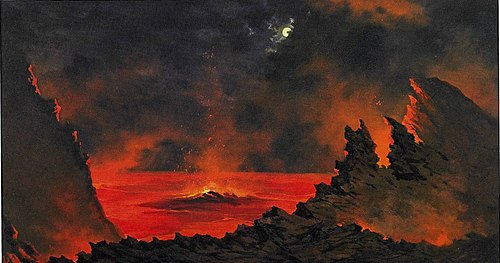 Volcan de nuit, 1885, Jules Tavernier