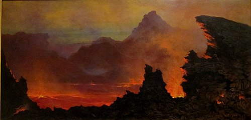 Caldeira du Kilauea, îles Sandwich, 1886, Jules Tavernier