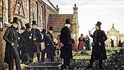 Sunday morning at the church, 1878, Carl Ludwig Jessen