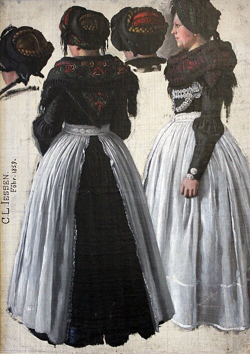 Frisian woman in a twofold depiction (Föhr), 1858, Carl Ludwig Jessen