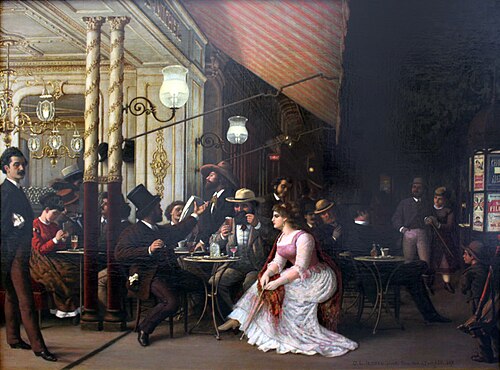 Parisian cafe, 1868, Carl Ludwig Jessen