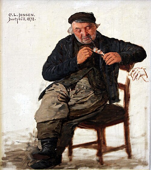 Portrait study of a man with a pipe, 1878, Carl Ludwig Jessen