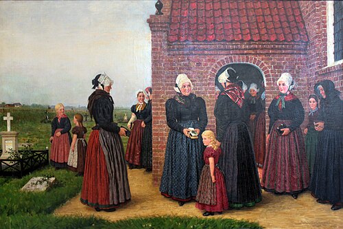 Friesinnen vor der Kirche in Deezbüll, 1901, Carl Ludwig Jessen