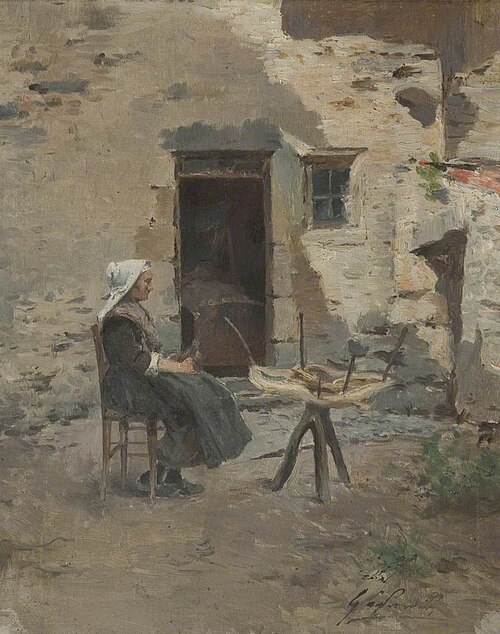 Woman at Spinning Wheel, , Julien Gustave Gagliardini