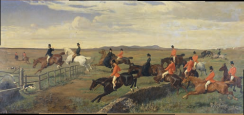 Fox hunting in the Roman countryside, 1876, Julius von Blaas