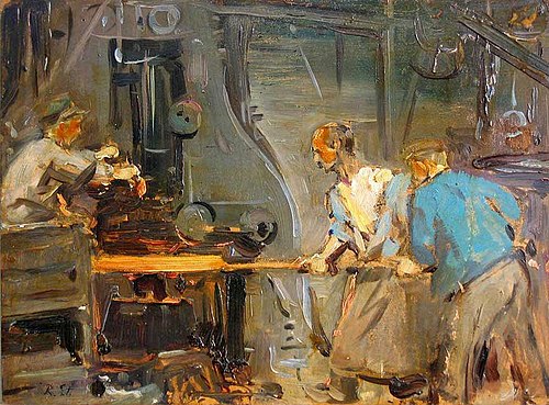 Ouvriers de ferronnerie (Krupp), 1919, Robert Sterl