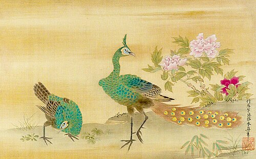 Peacocks and Peony, 1683, Kanō Yasunobu