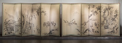 Monkey Trainers and Scenes of Chinese Life, 1650, Kanō Yasunobu