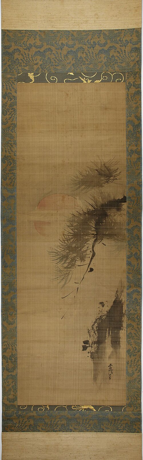 Pine with Rising Sun, Plum with Moon, , Kanō Tsunenobu