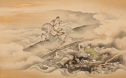 Huang Shigong on Horseback and Zhang Liang on a Dragon, 1683, Kanō Tsunenobu