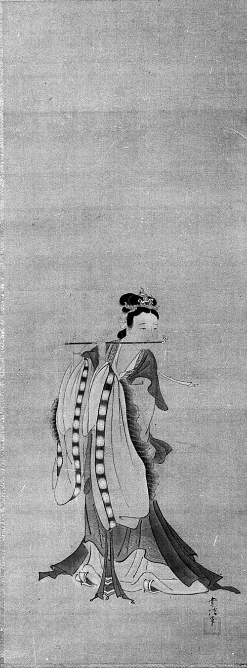 Chinese Lady Playing a Flute, 1674, Kanō Tsunenobu