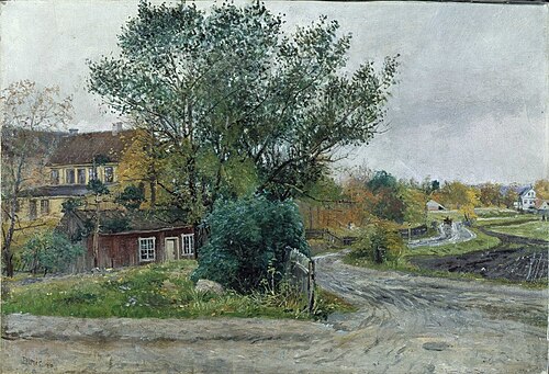 Skovveien sett fra hjørnet av Riddervoldsgt., 1886, Karl Edvard Diriks