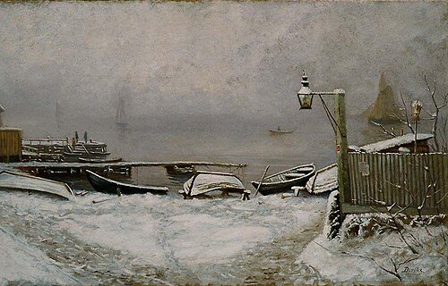 The Coast at Drøbak in December, 1890, Karl Edvard Diriks