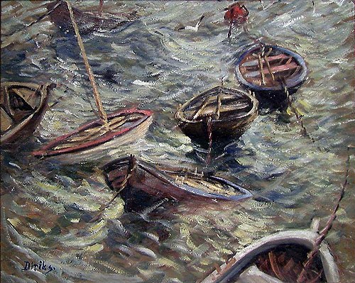 Boats rocking on the Waves, 1909, Karl Edvard Diriks