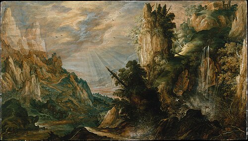 A Mountainous Landscape with a Waterfall, 1600, Kerstiaen de Keuninck