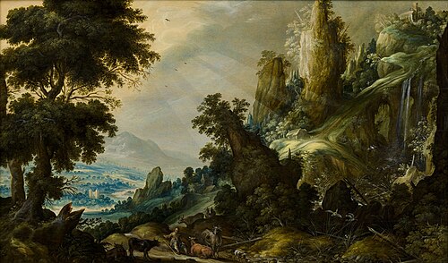 Mountain Landscape with Waterfall, 1600, Kerstiaen de Keuninck