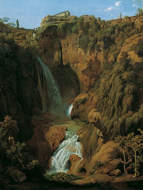 Die Neptungrotte (Wasserfall bei Tivoli), 1809, Johann Martin von Rohden