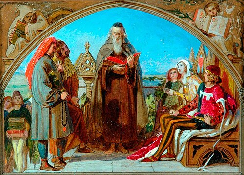 The First Translation of the Bible into English (Wycliffe Reading His Translation of the New Testame, 1847, Ford Madox Brown