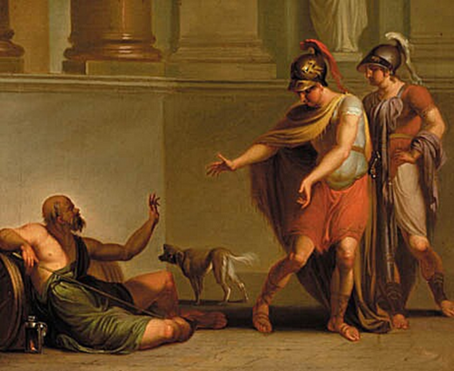 Alexander the Great and an officer visit Diogenes., 1785, Nicolai Abraham Abildgaard