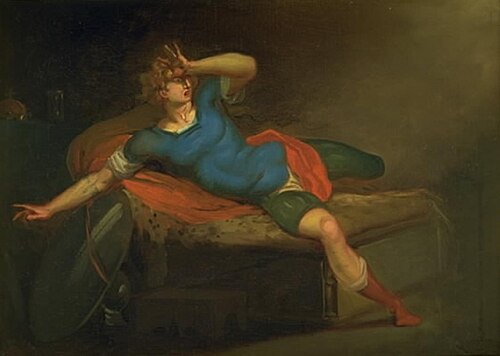 Richard III wakes up from his nightmare in his tent in Bosworth, 1785, Nicolai Abraham Abildgaard