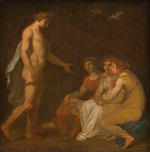 Apollo charging the Parcae to visit Ceres, who has fled from the Earth, 1809, Nicolai Abraham Abildgaard