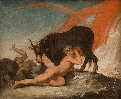 Auhumla allaitant le géant Ymir, 1777, Nicolai Abraham Abildgaard
