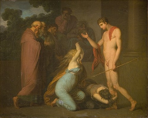 Ismene and Antogone Plead with Theseus, 1794, Nicolai Abraham Abildgaard