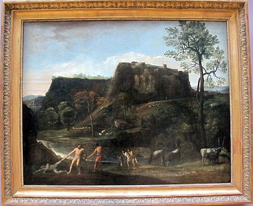 Paysage avec Hercule tirant Cacus de sa caverne, 1621, Le Dominiquin
