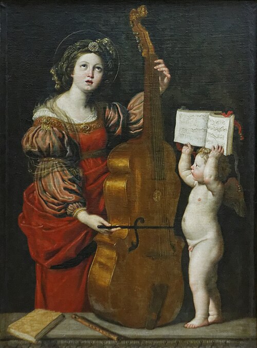 Sainte Cécile avec un ange tenant une partition, 1617, Le Dominiquin