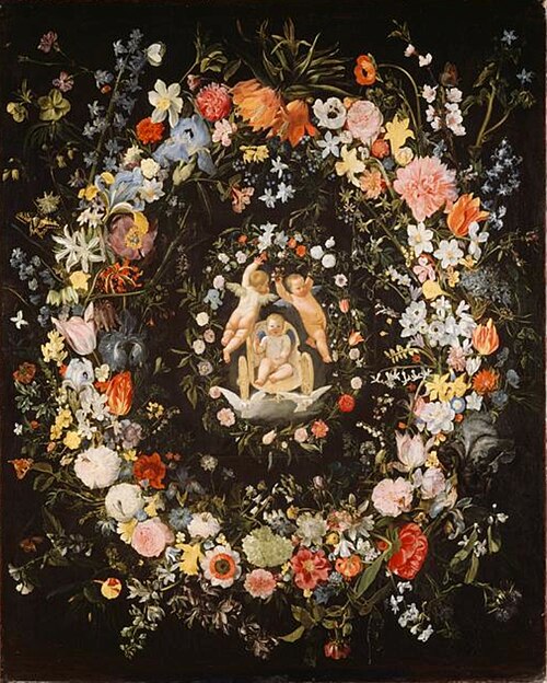 Double wreath surrounding a medaillion with the triumph of love, 1626, Domenichino