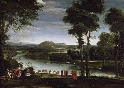 Landscape with St John baptising, 1615, Domenichino