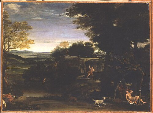 Landscape with Silvia and the Satyr, 1615, Le Dominiquin